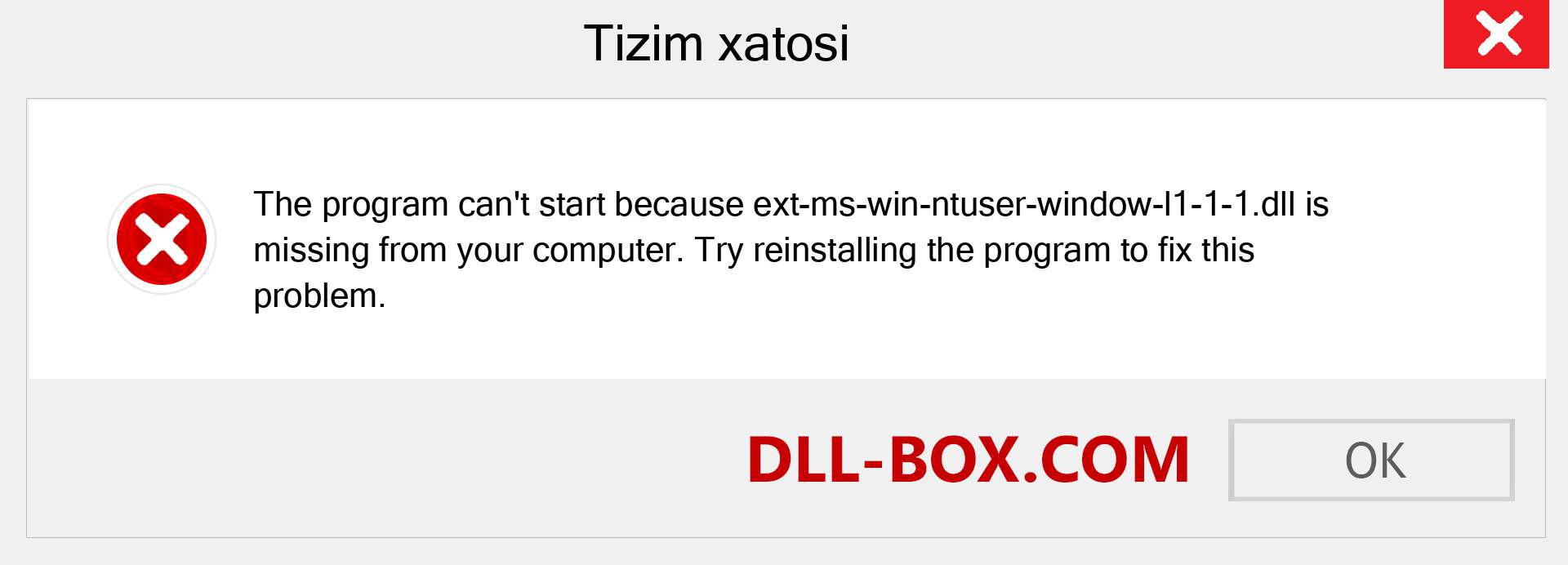 ext-ms-win-ntuser-window-l1-1-1.dll fayli yo'qolganmi?. Windows 7, 8, 10 uchun yuklab olish - Windowsda ext-ms-win-ntuser-window-l1-1-1 dll etishmayotgan xatoni tuzating, rasmlar, rasmlar